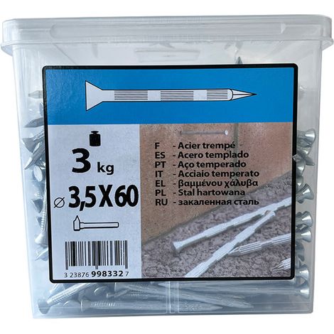 3KG pointe béton 3,5x60 fraisée striée zingué Viswood (1/2)