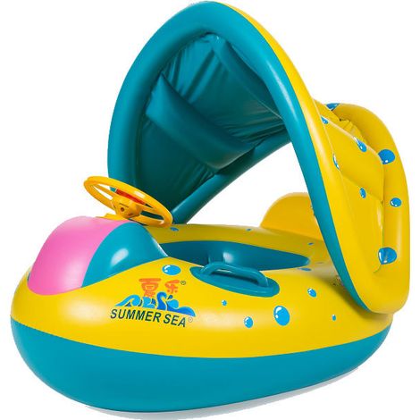 Bouee Bebe Baleine Bouée Siège Gonflable Piscine Enfant Bébés 9-36 Mois, Anneaux de Natation avec Auvent Gonflable Flotteur Piscine Apprentissage Natation avec Jouets de Plage