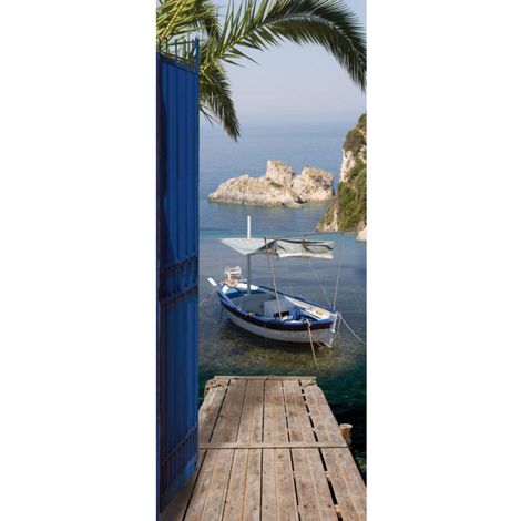 Sticker de porte 83x204cm motif vue sur mer