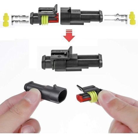 10er-Set wasserdichte 2-polige Kfz-Stecker, wasserdichter Kfz-Stecker, staubdicht, isoliert und abgedichtet (1/3)