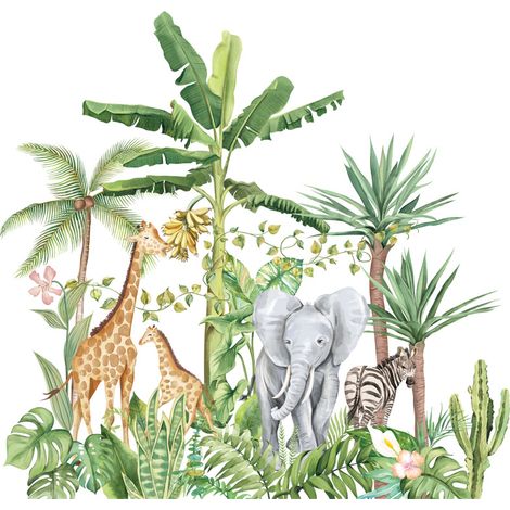 Adhesivo Pared Animal - Árbol Bosque - PVC - 30 x 90 cm - Ideal Habitación Niños - 1 Unidad (1/5)