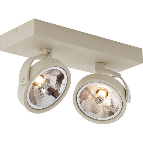 Moderne Deckenleuchte Beige G9 rund schwenk- und neigbar 2-flammig - Go