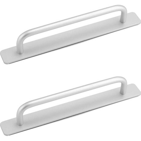 2 poignées de porte coulissante autocollantes, en alliage d'aluminium, 210 x 25 mm, argentées (1/5)