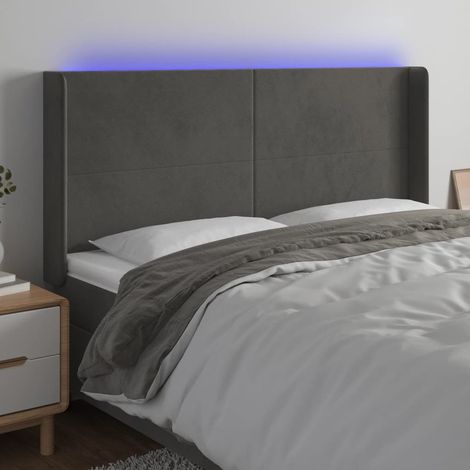 Tête de lit Décoratif à LED Gris foncé 183x16x118/128 cm Velours -BV16780 (1/5)