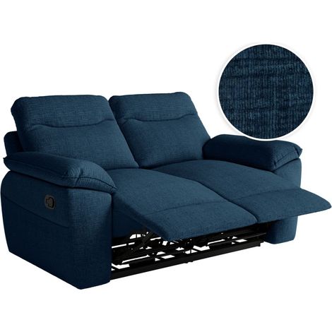 Loungitude – Canapé convertible 2 places en tissu texturé 3D – Longueur 160 cm – Profondeur 100 cm – Hauteur 102 cm – Bleu foncé (1/5)
