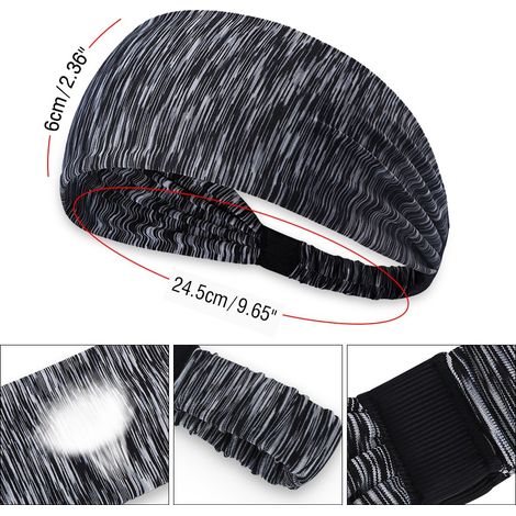 Bandeau de sport pour vélo, tennis, cyclisme, extensible et respirant, rayé gris (1/5)