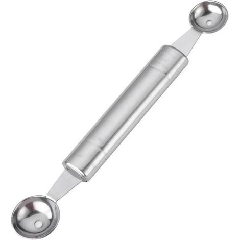Cuillère à melon double face en acier inoxydable avec poignée ergonomique et facile à nettoyer, idéale pour les fêtes, les gâteaux aux fruits et à la maison. Parfaite pour les fêtes, la maison et les (1/5)