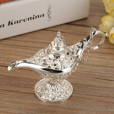 Lampe d'Aladin de style vintage rare, lampe à vœux de collection (argent) (1/3)
