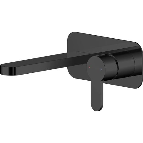 Balterley Consall Round Wall Mount 2 Tap Hole Basin Mixer Tap & Back Plate - Matt Black