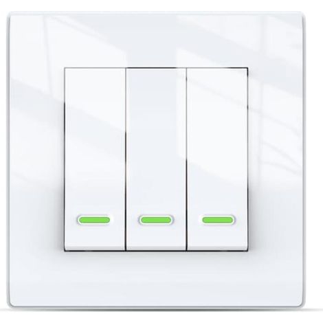Weißer WLAN-Smart-Schalter mit drei Tasten, drahtloser Smart-Schalter – drei frei wählbare, feste Positionen mit LED-Anzeige (1/5)
