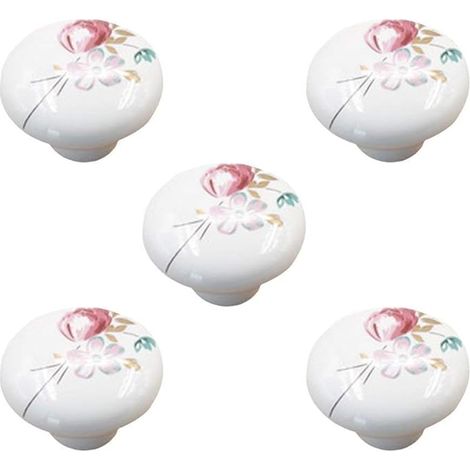 Armoire Poignées Boutons de porte Boutons armoire meubles bouton Boutons de meuble en céramique Tulipe (1/5)