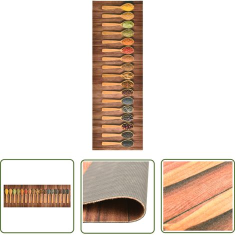 The Living Store Küchenbodenmatte Waschbar Löffel 45x150 cm - Teppich - Küchenfußmatte - Badezimmermatte - Türmatte - Wohnraumteppich (1/5)