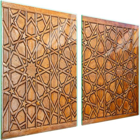 Plaque de protection en verre pour poêle 2x45x52 Bois (1/5)