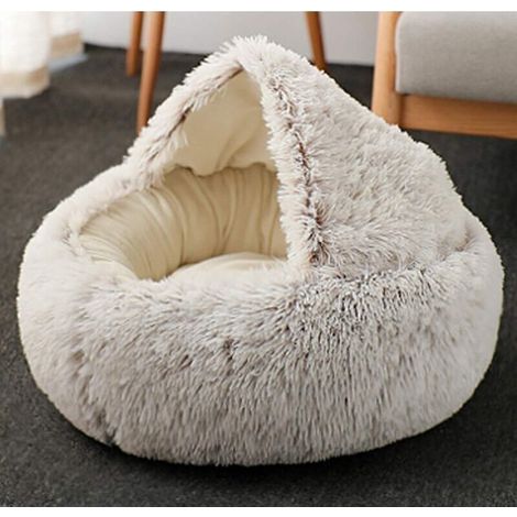 Extraweicher Anti-Stress-Katzenkorb, beruhigendes Hundebett, XL-Komfortsofa, waschbares, rutschfestes Kissen (50 cm, Braun) (1/4)