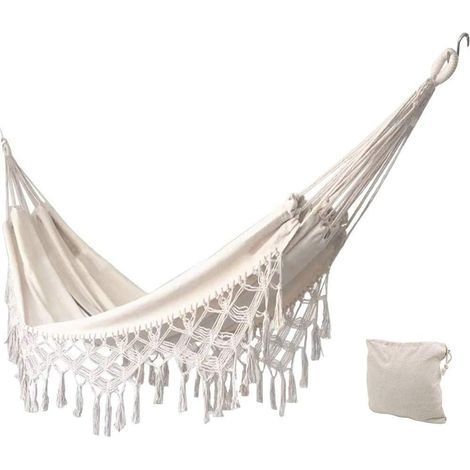 Hamac d'extérieur, Double Coton, hamac brésilien de Jardin, Convient pour 2 Adultes idéal pour Porche, Voyage, Camping(Max Load 450 lbs) (1/5)