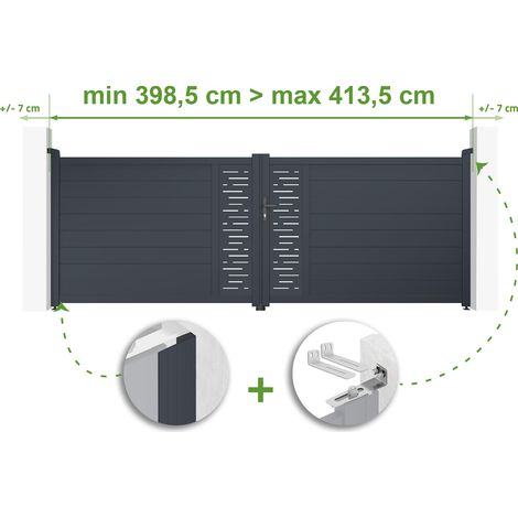 Puerta batiente regulable ancho ARLBERG 4m Alt.140cm aluminio Gris antracita (1/4)