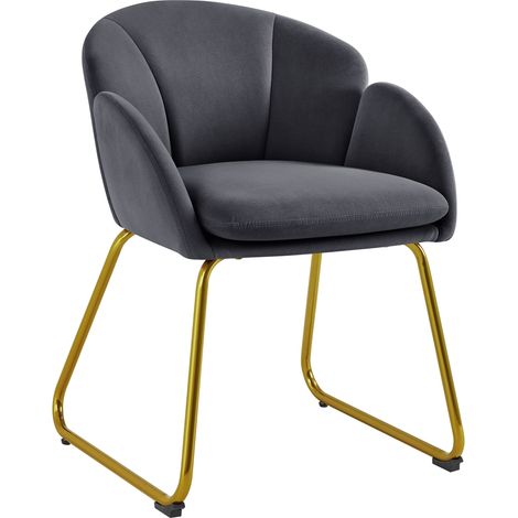 Yaheetech Poltroncina Salotto Poltrona Soggiorno Imbottita Alta Ergonomica in Velluto con Schienale Braccioli Portata 136 kg Grigio Scuro