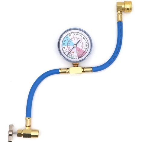 R134A Tuyau de Recharge de Réfrigérant avec Adaptateur de Jauge, 1/2 Filetage Kit de jauge de Tuyau de Mesure de Recharge de réfrigérant de climatisation Automatique de Voiture (1/4)
