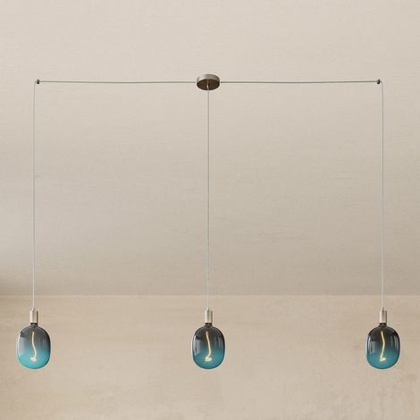 creative cables - Spider - Lampada a sospensione multipla a 3 cadute Made in Italy completa di cavo tessile e finiture in metallo
