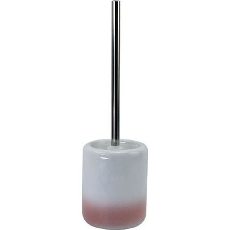 TRADE SHOP - Portascopino Per Arredo Bagno Wc Toilette Bianco Rosa Con Scopino Completo 59909 - (1/2)