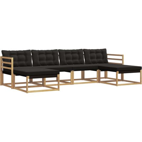 Conjunto de sofás de exterior 6 uds. 6 plaza Blanco y Negro vidaXL (1/5)