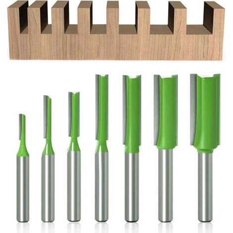 Ulisem 7-teiliger 6-mm-Schaft-Gerade-Fräser, Gerader Fräser, Für Holz, Wolframkarbid, Holzbearbeitungswerkzeug, Einzel-Doppel-Nut-Gerade-Fräser Für Holz, 3 mm, 4 mm, 5 mm, 6 mm, 8 mm, 10 mm, 12 mm (1/4)