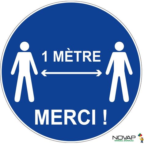 Panneau 1 mètre merci - Bleu - spécial sol - Ø 450 mm - 4007274