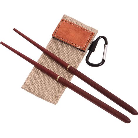 Baguettes en bois détachables réutilisables avec sac de rangement, set de table khaki pour camping extérieur. (1/5)