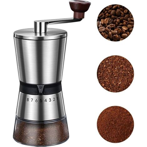 Diese manuelle Kaffeemühle verfügt über 8 einstellbare Mahlgradeinstellungen und eine Whirlpool-Funktion und ist somit ideal für Reisen, Camping, das Büro, den Genuss von Espresso, Craft-Bieren und vi (1/5)