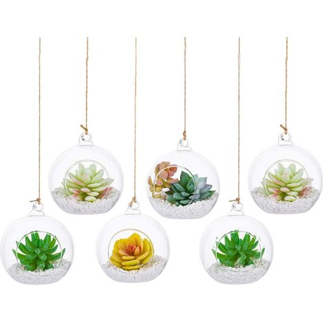 Terrarium en Verre Suspendu 6 Pièces Grande Ouverture Vase Plante Boules 10cm Fleur Vase Pot Boules De Verre la Conception de Bricolage de Jardin de Mariage à la Maison (1/5)