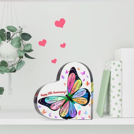 Plaque décorative en acrylique forme cœur, objet à poser bureau, idée cadeau souvenir famille amis（10 cm) (1/3)