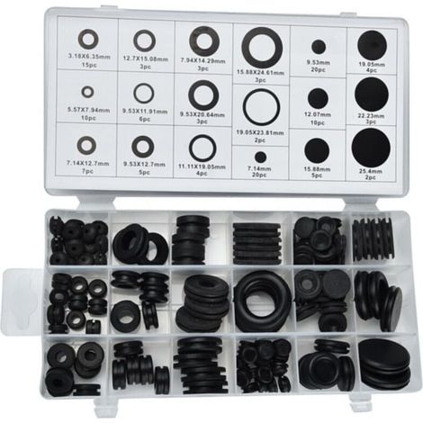 125 pièces Assortiment de Joints Toriques Caoutchouc Noir Kit Bagues Détanchéité Résistantes à Lhuile pour Plomberie Hydraulique Conduites Deau et Câblage Électrique-DOU