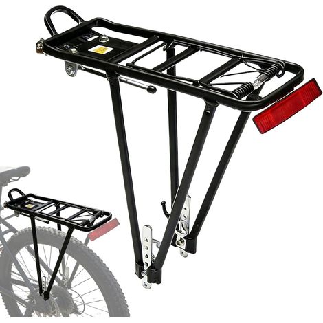 Porte-bagages de vélo, porte-bagages de vélo réglable pour 26 à 29 pouces, porte-bagages universel avec réflecteur, porte-bagages de tourisme, porte-bagages arrière, alliage d'aluminium, pour VTT vélo (1/5)