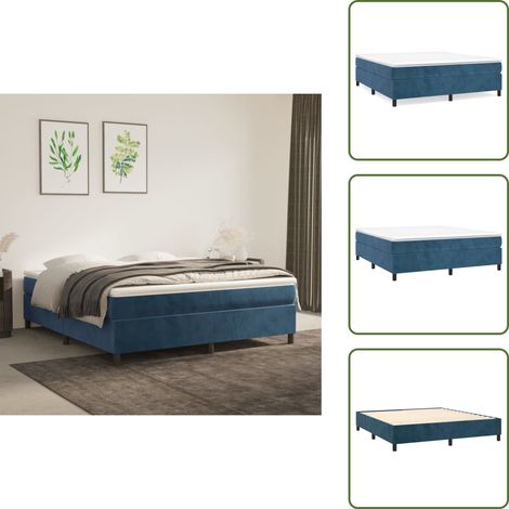 Boxspringbett mit Matratze Dunkelblau 160x200 cm Samt - Samtbett - Boxspringbett - Doppelbett - Bettauflage - Matratze (1/5)