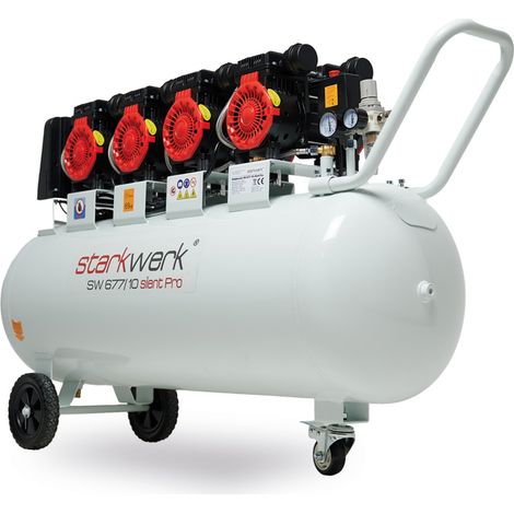 Starkwerk Flüsterkompressor Druckluftkompressor Silent SW 677/10 Pro ölfrei 400 Volt - 10 Bar - 150 Liter Kessel