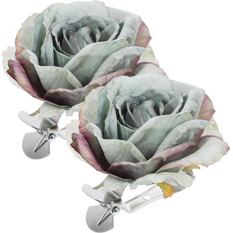 2 Pièces Pinces À Rideaux Fleuries Embrasses De Rideaux Décoratives en Métal Et Tissu Attache Rideau pour Salon Chambre Cuisine Bureau Balcon sans Perçage 3.94X3.35X3.35In (1/5)