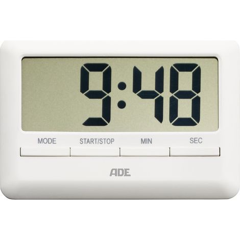 Elektronischer Timer von ADE, bis zu 99 Minuten 59 Sekunden, 10 x 7 x 1 cm, weiß (1/2)