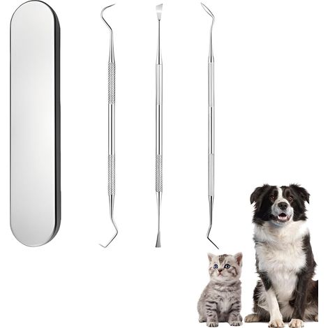 3-teiliges Zahnreinigungsset für Haustiere mit Metallbox, Zahnhygiene-Set, Zahnreiniger für Hunde und Katzen, Zahnschaber aus Edelstahl