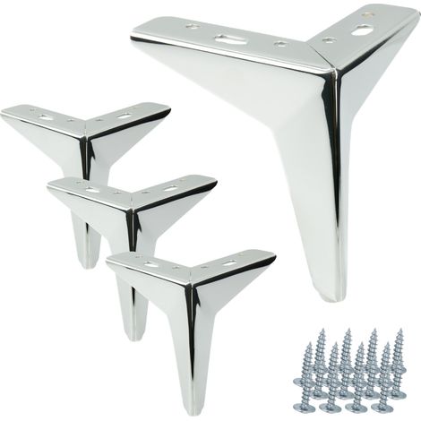4er Set Möbelfüße Star Silber Chrom Höhe 13 cm (1/5)