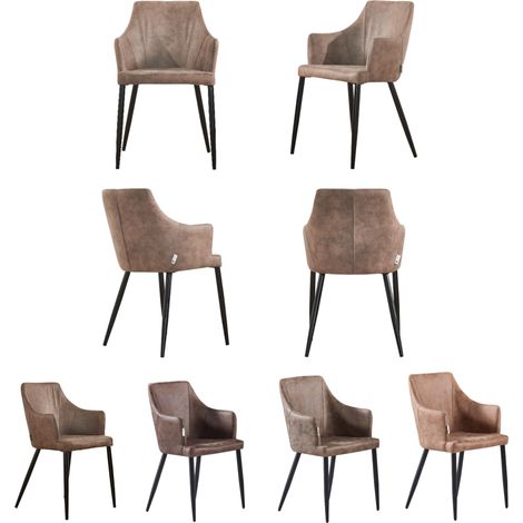 4er-Set Zarah Esszimmersessel Sessel – Esszimmerstuhl mit Kunstlederbezug und Metallbeinen für Esszimmer – Cappuccino