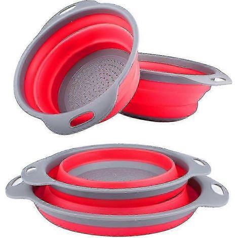 Passoire pliable, lot de 2, en silicone alimentaire pour la cuisine (1/5)