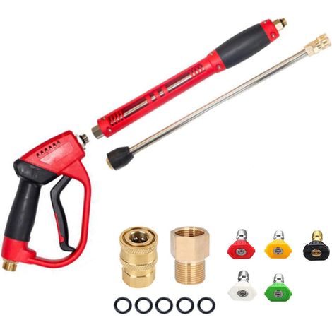 Lance de pistolet à eau haute pression, pistolet de rechange pour nettoyeur haute pression 5000 psi et 5 buses pour le lavage de voitures. (1/5)