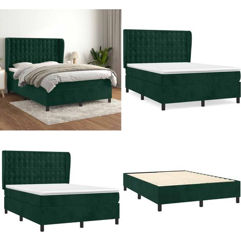 Boxspringbett mit Matratze Dunkelgrün 140x200 cm Samt - Samtbett - Boxspringbett - Doppelbett - Bettenrahmen - Luxusbett - Home & Living (1/5)