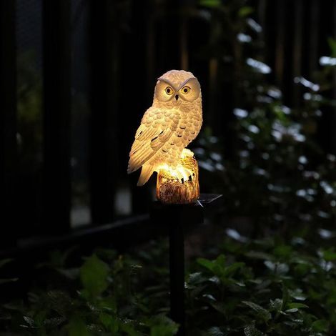 Solarleuchte in Eulenform aus Kunstharz mit Erdspieß, Dekoration für Garten und Einfahrt, Vogelabwehr (1/5)
