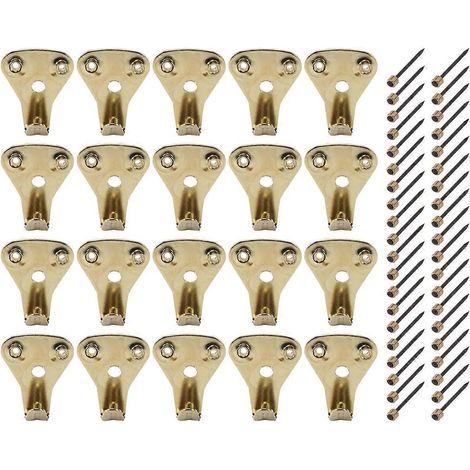 Lot de 20 crochets de suspension pour cadres photo (charge maximale de 50 lb) avec clous, kit de suspension (1/5)