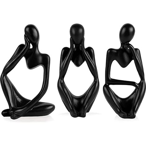 Set di 3 statue di pensatori, statue astratte in resina, statuette scultoree, decorazione per soggiorno, biblioteca, camera da letto, ufficio (1/5)
