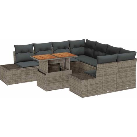 Garden Sofa Set 9 pcs Grey and Brown vidaXL (1/5)