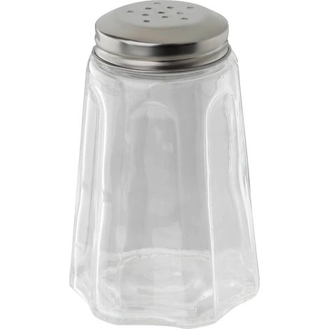 Salière 22502-280 ml - Verre/acier inoxydable - Transparent - Argenté (1/2)