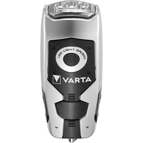 Varta – Lampe torche dynamo 28 lumens – Alimentation manivelle – Boîtier ABS résistant aux chocs et à l'eau – Pour camping et urgences