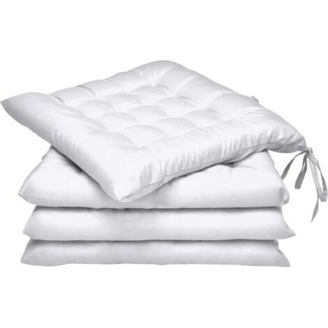 Lea Garden Chair Cushions – Set of 4 – Comfortable and Thick Outdoor Cushions – Ideal for Indoor and Outdoor Use – 40 x 40 x 5 cm – White (1/4)